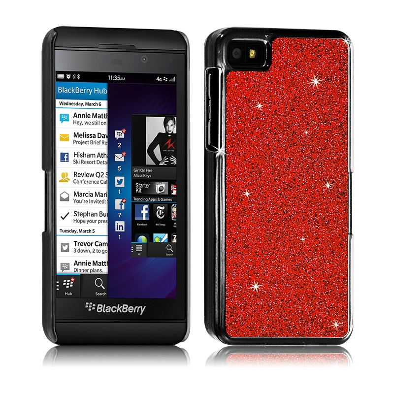 Housse Etui Coque Rigide pour BlackBerry Z10 Style Paillette Couleur Rouge