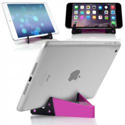 Support Universel Pliable de poche couleur rose pour tous les Smartphones et Tablettes