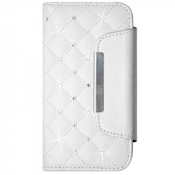 Housse Coque Etui Portefeuille Universel Style Diamant pour Archos 50 Helium 4G Couleur Noir