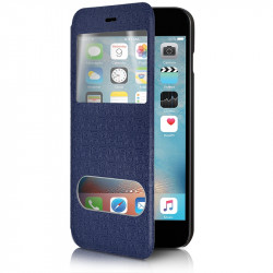Etui Doube Fenêtre Fonction Support Couleur Bleu pour Apple iPhone 6 Plus