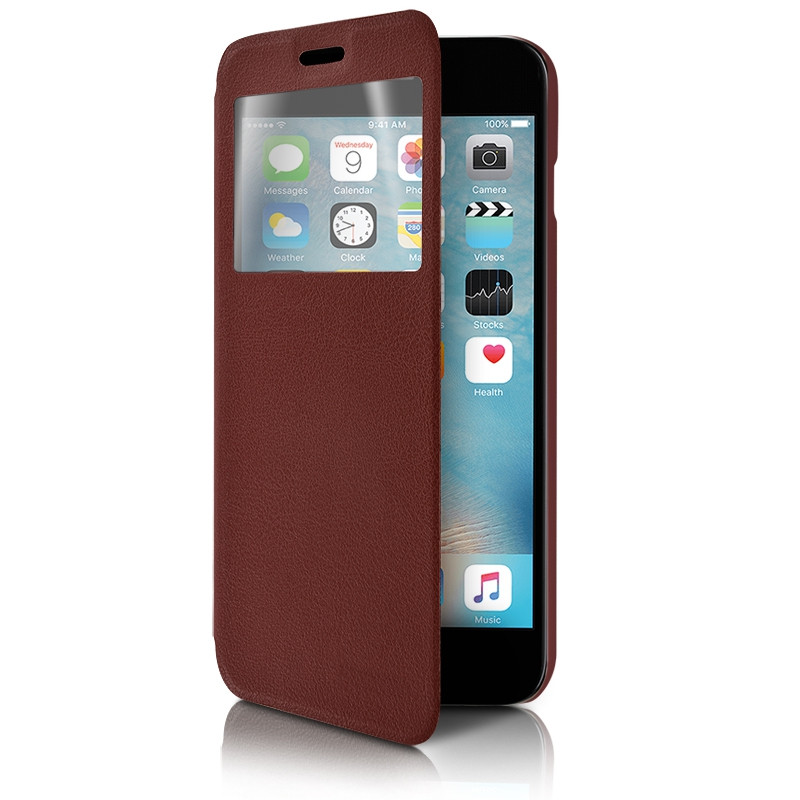 Housse Coque Etui à Fenêtre Couleur Marron pour Apple iPhone 6 Plus