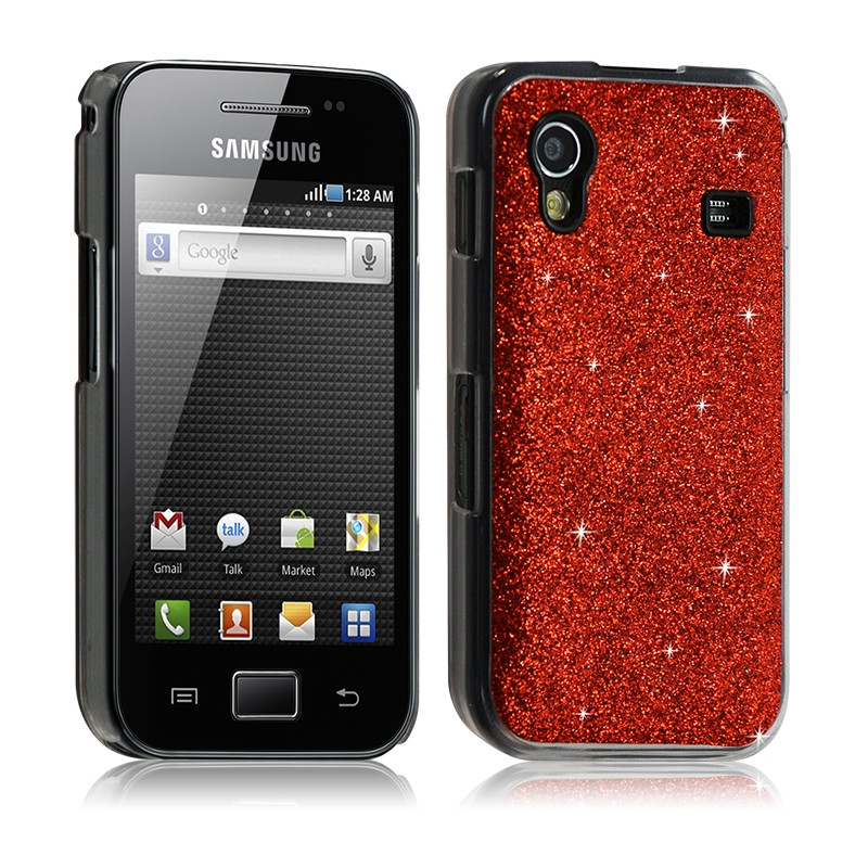 Housse Etui Coque Rigide pour Samsung Galaxy Ace Style Paillette Couleur Rouge