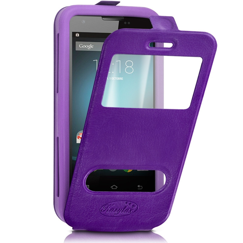 Etui Coque Silicone S-View violet Universel XL pour Polaroid ZGP Pro 5083