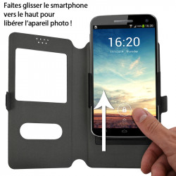 Etui de Protection double S-View Universel M Noir pour Echo Smart 4G