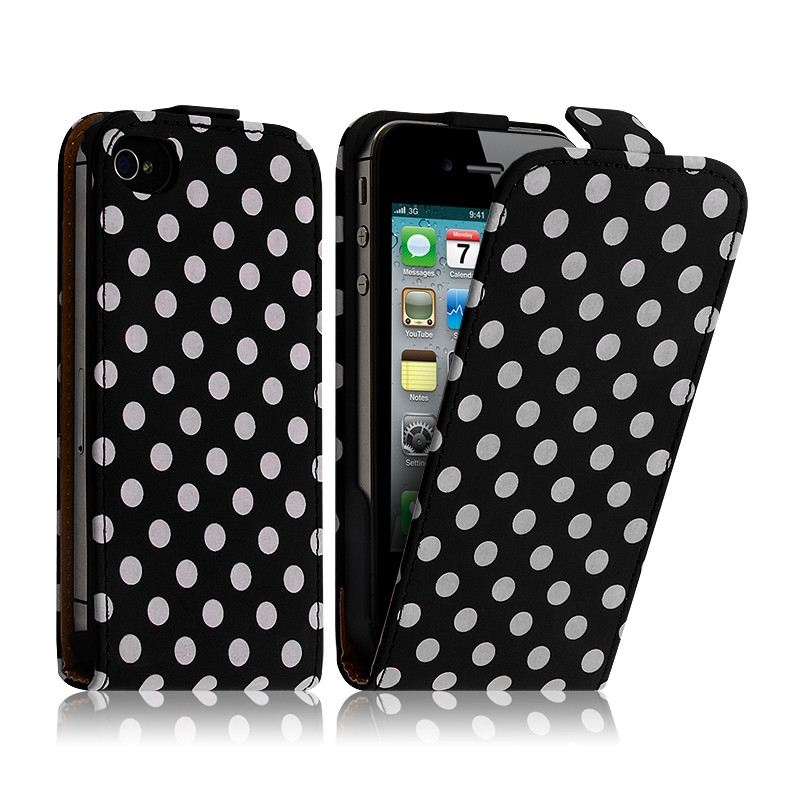 Housse Coque Etui Pour Apple iPhone 4/4S Motif à Points Couleur Noir
