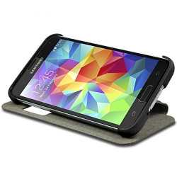 Etui S-View à Rabat Latéral Couleur Noir pour Samsung Galaxy S5 + Film