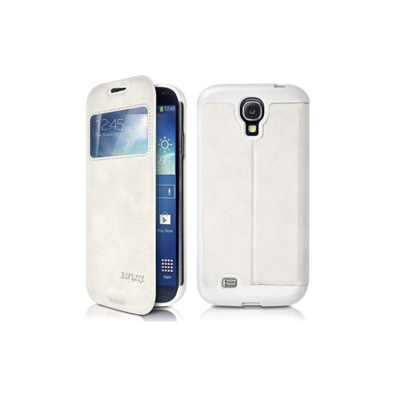 Etui S-View à Rabat Latéral Couleur Blanc Cassé pour Samsung Galaxy S4 + Film