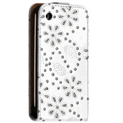 Housse Coque Etui Portefeuille pour Apple iPhone 3G/3GS Style Diamant Couleur Blanc