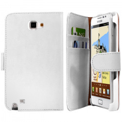 Housse Coque Etui Portefeuille pour Samsung Galaxy Note Couleur Blanc 