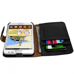 Housse Coque Etui Portefeuille pour Samsung Galaxy Note Couleur Noir