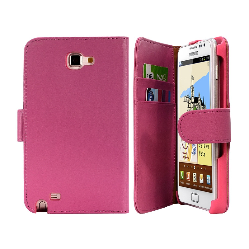 Housse Coque Etui Portefeuille pour Samsung Galaxy Note Couleur Rose Fushia
