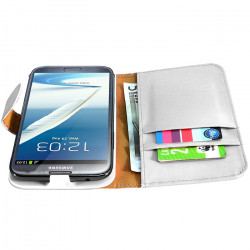 Housse Coque Etui Portefeuille pour Samsung Galaxy Note 2 Couleur Blanc