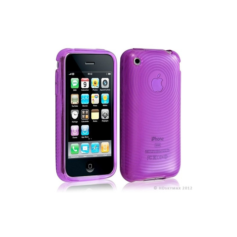 Housse étui coque en gel transparent pour Apple Iphone 3G/3Gs motif cercle couleur violet
