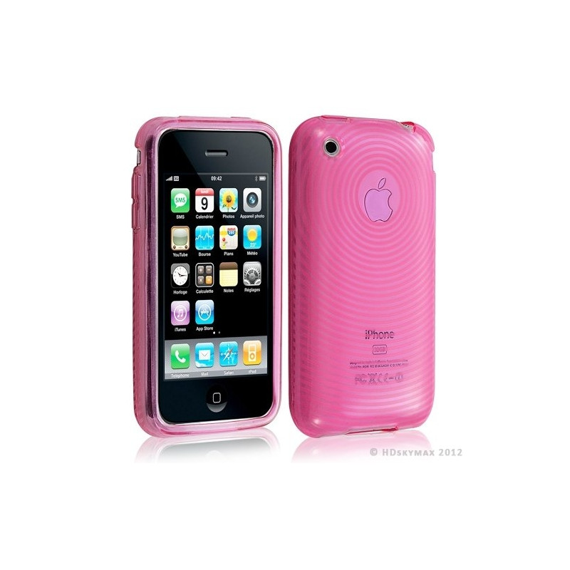 Housse étui coque en gel transparent pour Apple Iphone 3G/3Gs motif cercle couleur rose