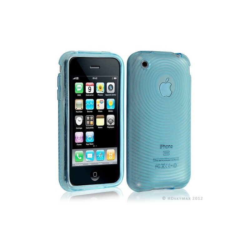 Housse étui coque en gel transparent pour Apple Iphone 3G/3Gs motif cercle couleur bleu