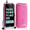 Housse étui coque en gel transparent pour Apple Iphone 3G/3Gs motif cercle couleur rose + kit piéton