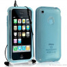 Housse étui coque en gel transparent pour Apple Iphone 3G/3Gs motif cercle couleur bleu + kit piéton