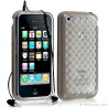 Housse étui coque en gel transparent pour Apple Iphone 3G/3Gs motif damier couleur gris + kit piéton