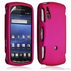 Housse coque rigide complète pour Sony Ericsson Xperia Play couleur rose fuschia + film ecran