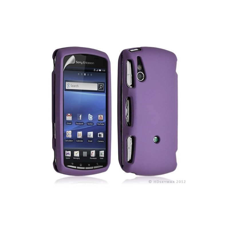 Housse coque rigide complète pour Sony Ericsson Xperia Play couleur violet + film ecran