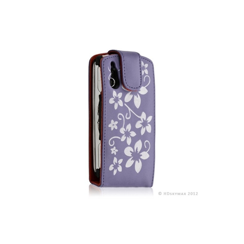 Housse coque étui pour Sony Ericsson Xperia Play motif fleur couleur violet + Film protecteur