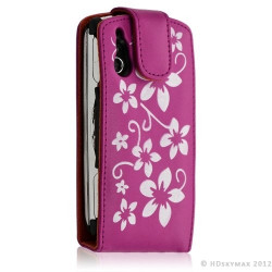 Housse coque étui pour Sony Ericsson Xperia Play motif fleur couleur rose fuschia + Film protecteur
