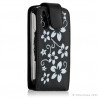 Housse coque étui pour Sony Ericsson Xperia Play motif fleur couleur noir + Film protecteur