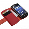 Housse coque étui portefeuille fleur pour Sony Ericsson Xperia Play couleur rouge + Stylet + Film ecran
