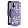 Housse coque étui portefeuille fleur pour Sony Ericsson Xperia Play couleur violet + Film ecran