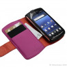 Housse coque étui portefeuille fleur pour Sony Ericsson Xperia Play couleur rose fuschia + Film ecran