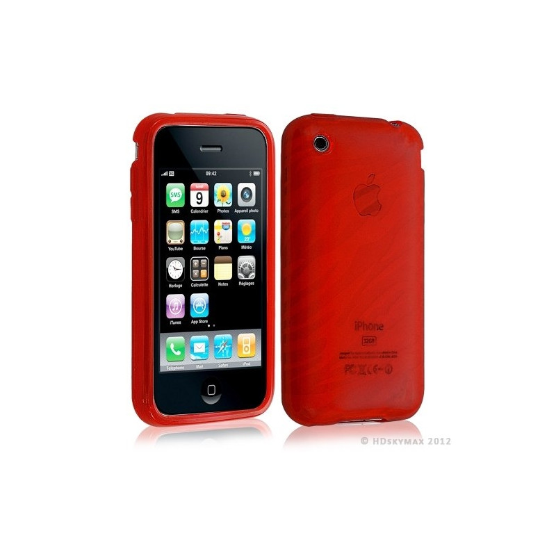 Housse étui coque en gel transparent pour Apple Iphone 3G/3Gs motif zebre couleur rouge