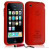 Housse étui coque en gel transparent pour Apple Iphone 3G/3Gs motif zebre couleur rouge + mini stylet