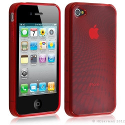 Housse étui coque en gel pour Apple Iphone 4/4S motif points couleur rouge