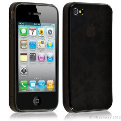 Housse étui coque en gel pour Apple Iphone 4/4S motif patte de chien couleur noir