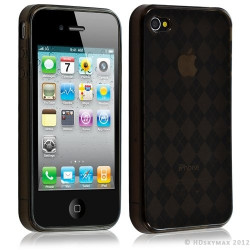 Housse étui coque en gel pour Apple Iphone 4/4S motif damier couleur noir