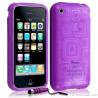 Housse étui coque en gel transparent pour Apple Iphone 3G/3Gs motif carré couleur violet + mini stylet