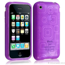 Housse étui coque en gel transparent pour Apple Iphone 3G/3Gs motif carré couleur violet