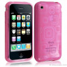 Housse étui coque en gel transparent pour Apple Iphone 3G/3Gs motif carré couleur rose fuschia