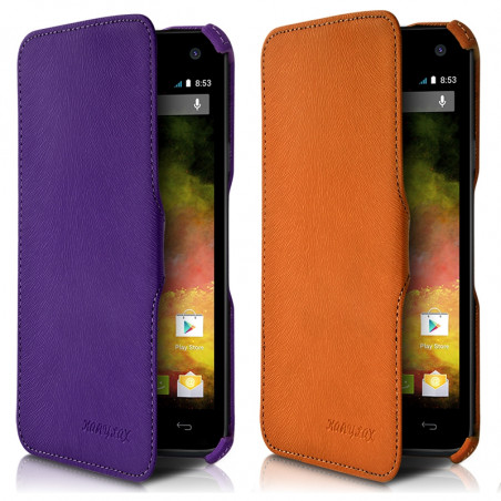 Lot de 2 Etuis Support Violet- Orange pour Wiko Rainbow 4G + 2 Films