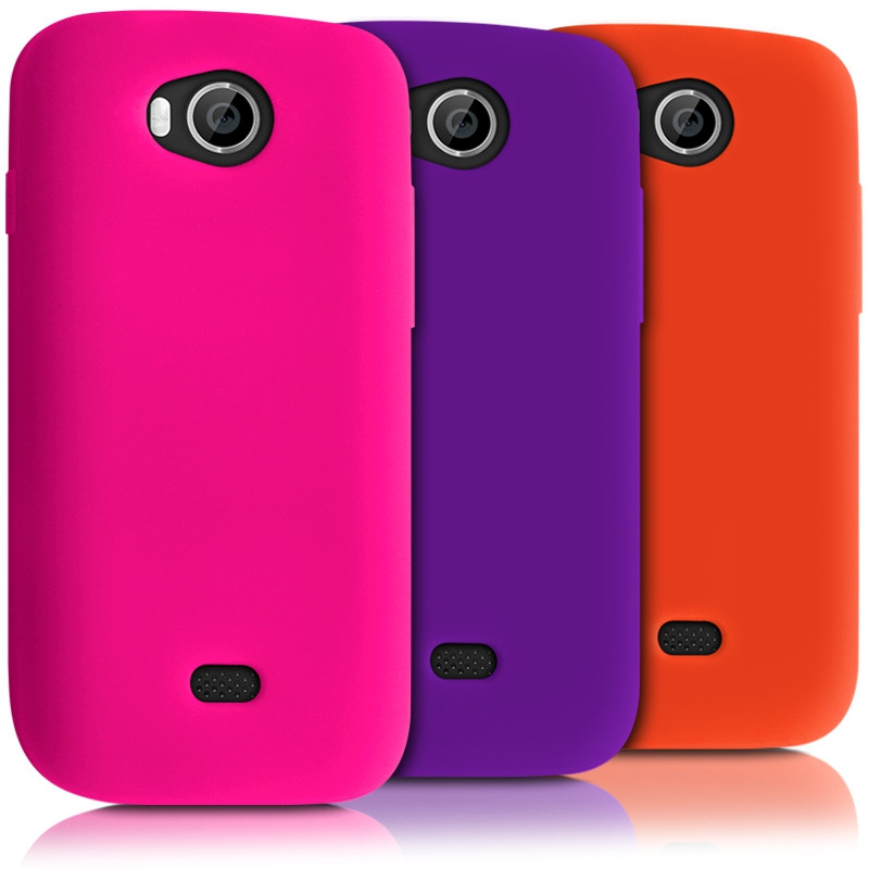 Lot de 3 Coques en Silicone Rose - Violet - Orange pour Wiko Iggy + 3 Films 