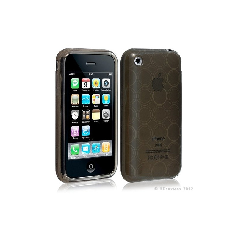 Housse coque etui gel rond transparent pour Apple Iphone 3G/3Gs couleur noir