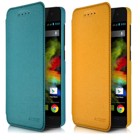 Lot de 2 Etuis Support Couleur Turquoise - Jaune pour Wiko Bloom + 2 Films 