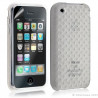 Housse étui coque souple tressée transparent pour Apple Iphone 3G/3GS couleur blanc + Film protecteur