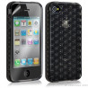 Housse étui coque en gel transparent pour Apple Iphone 4/4S motif bulle couleur noir + Film protection