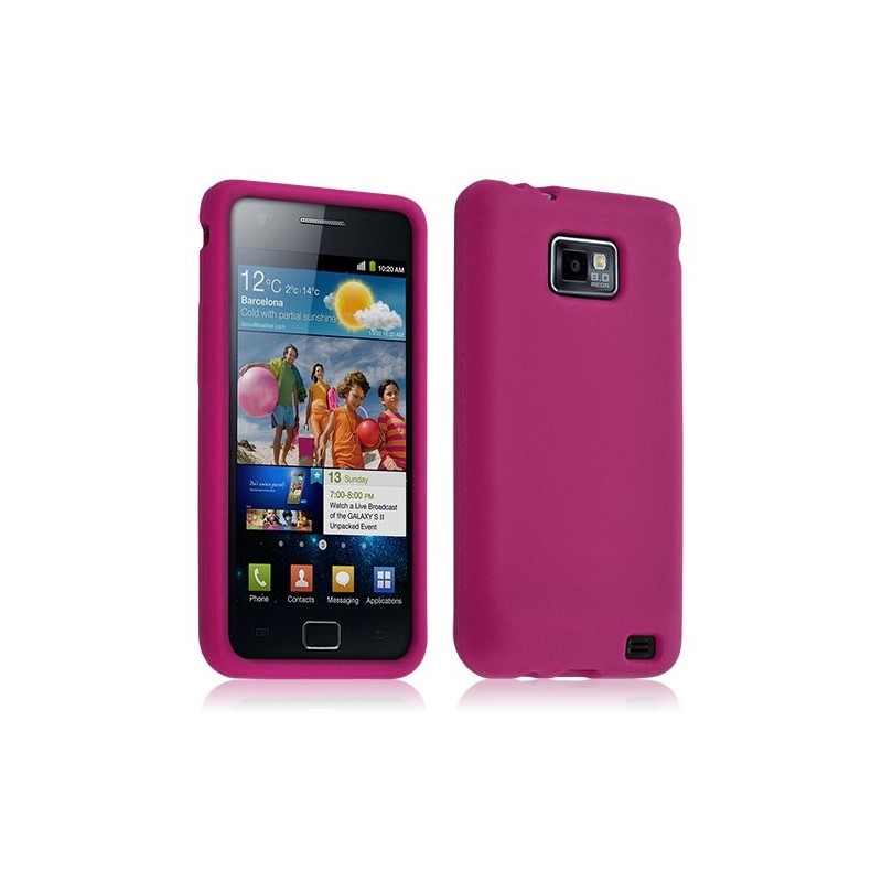 Housse étui coque en silicone pour Samsung Galaxy S2 couleur rose fuschia