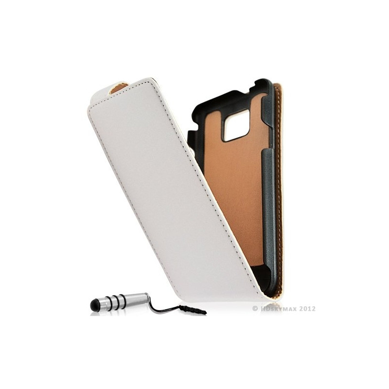 Housse coque étui pour Samsung Galaxy S2 couleur blanc + mini stylet