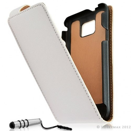 Housse coque étui pour Samsung Galaxy S2 couleur blanc + mini stylet