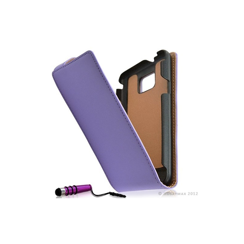 Housse coque étui pour Samsung Galaxy S2 couleur violet + mini stylet