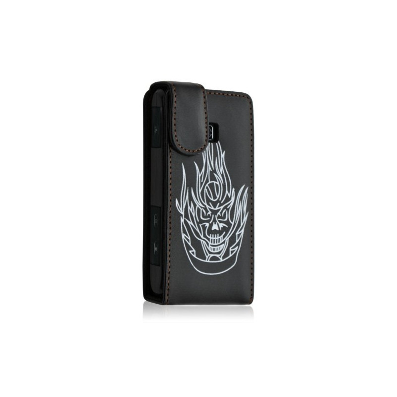 Housse coque etui pour LG Optimus GT540 couleur noir motif tête de mort + Film protecteur