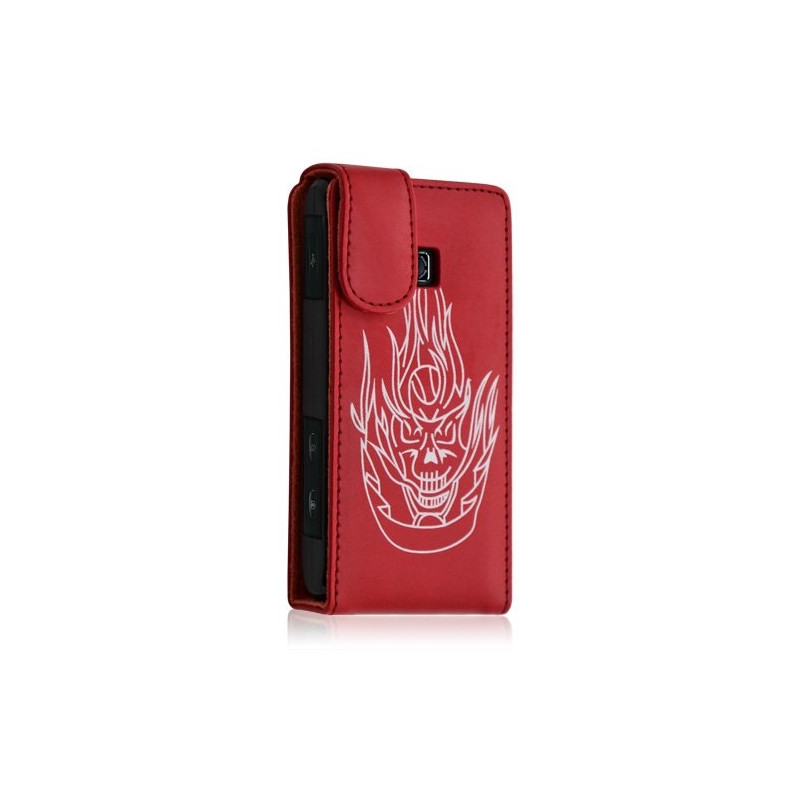 Housse coque etui pour LG Optimus GT540 couleur rouge motif tête de mort + Film protecteur